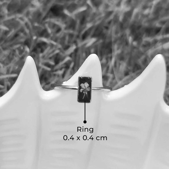 Handmade Pressed Blue Flower Art Resin Ring With Origami Ring Box
