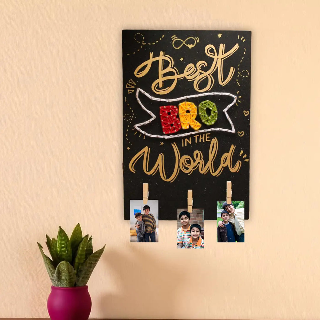 Handmade String Art "Best Bro In The World" Mdf Wood Decorative Plaque