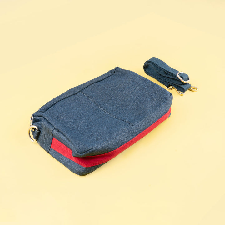 Handcrafted Upcycled Denim Crossbody Sling Bag For Women