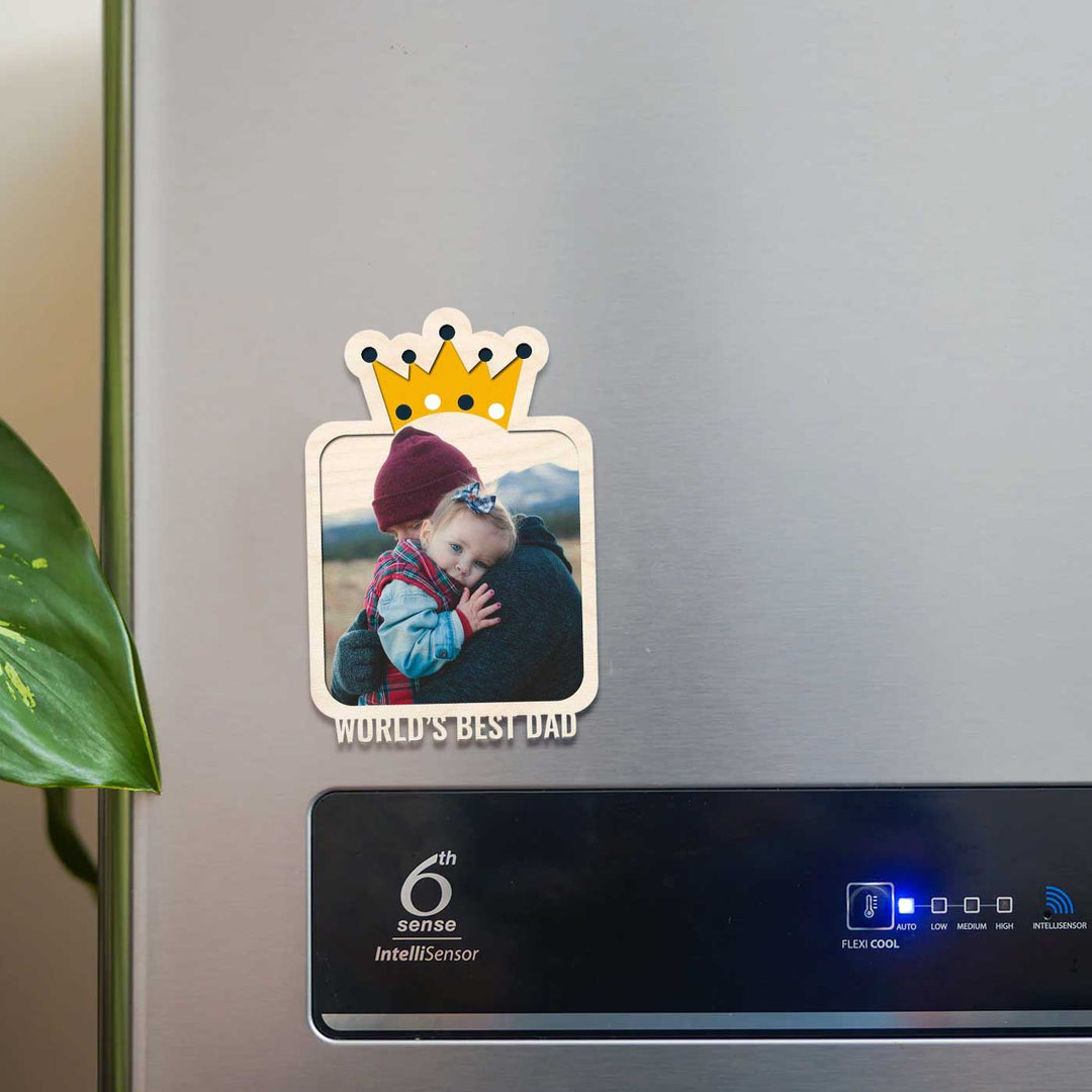 Photo Personalized Printed Fathers Day Theme Wooden Fridge Magnet For Fathers | Set Of 3