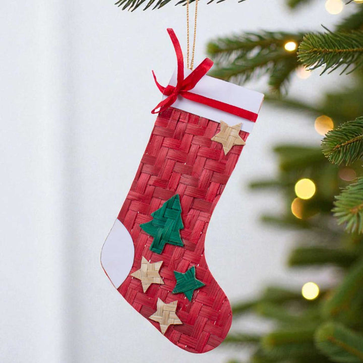 Handmade Bamboo Stocking Hanging Christmas Ornaments