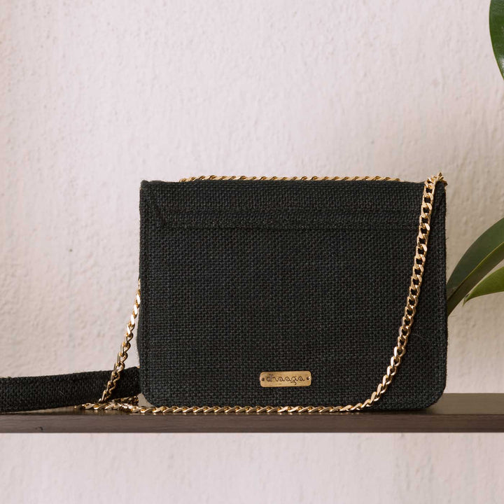 Personalized Embroidered Pink Buttercups Black Flap Bag