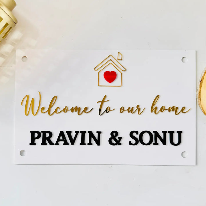 Personalized White Home Theme Acrylic Name Plate