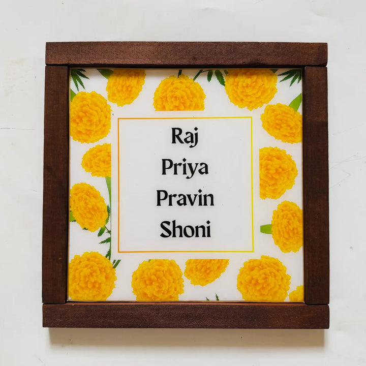 Personalized Marigold Theme Resin Name Plate