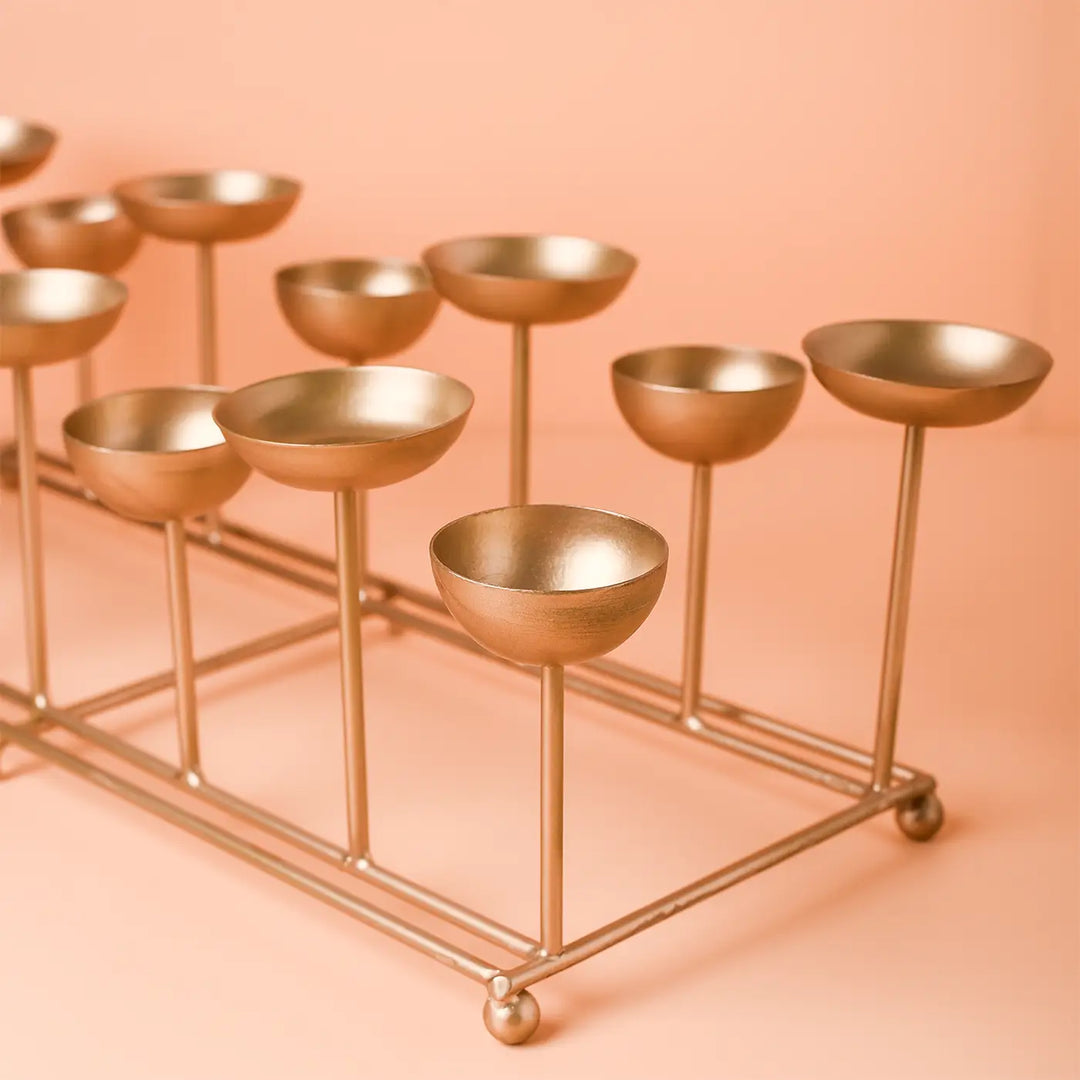 18 Inch | Decorative Small 2 Row Metal Tealight Holder