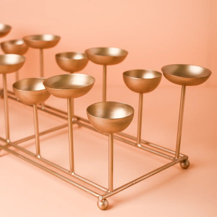 18 Inch | Decorative Small 2 Row Metal Tealight Holder