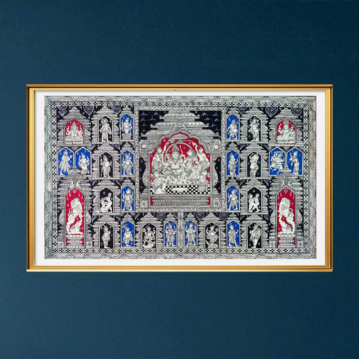 24 X 40 Inch | Handmade Canvas Mukhasalla With Rama And Sita Painting