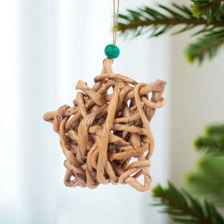 5 Pc | Handmade Banana Rope Star Hanging Christmas Ornaments