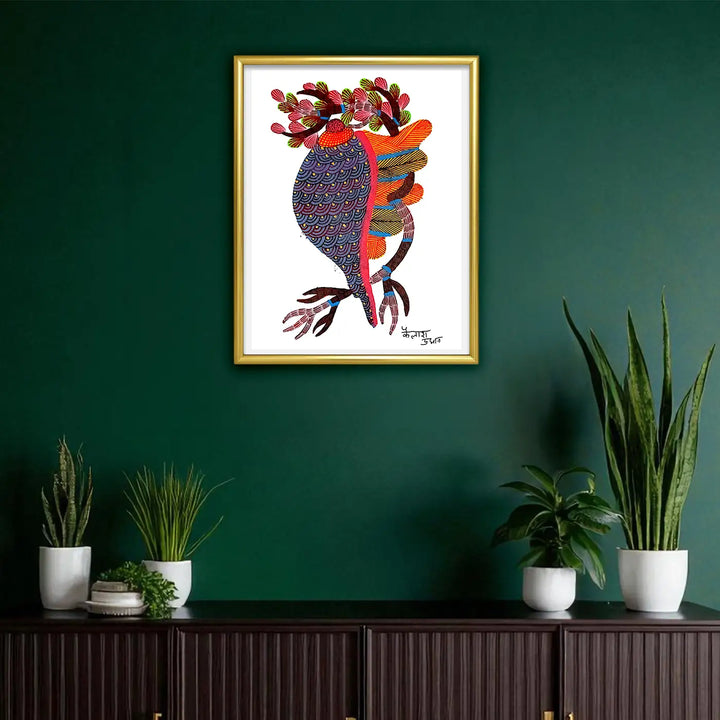 6 x 8 Inch | Forest’s Jewel | Original Hand painted Tribal Gond Art Painting | Acrylic Paints On Paper