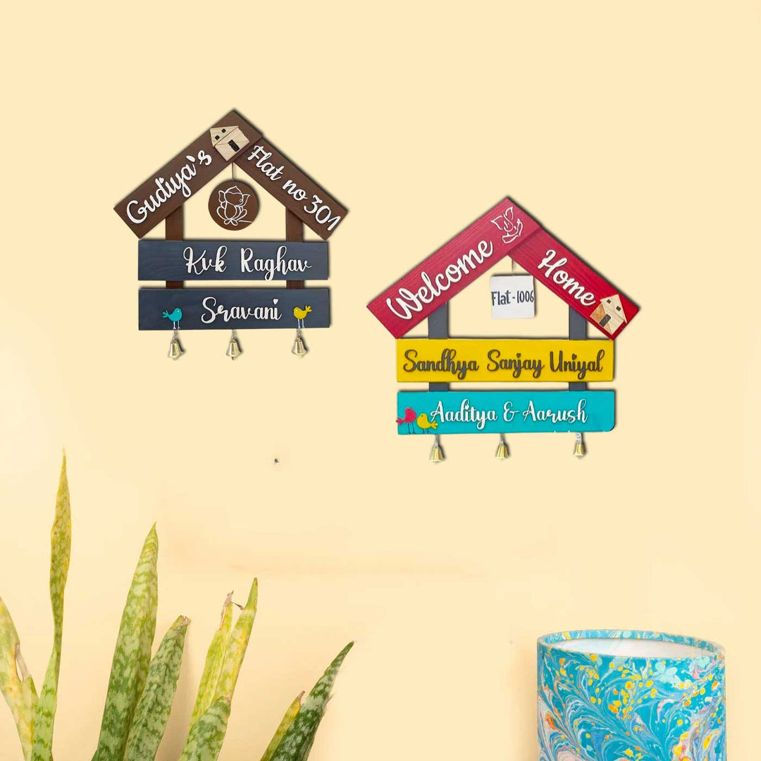 Personalized Hand-Painted Hut Shaped Wooden Name Plate