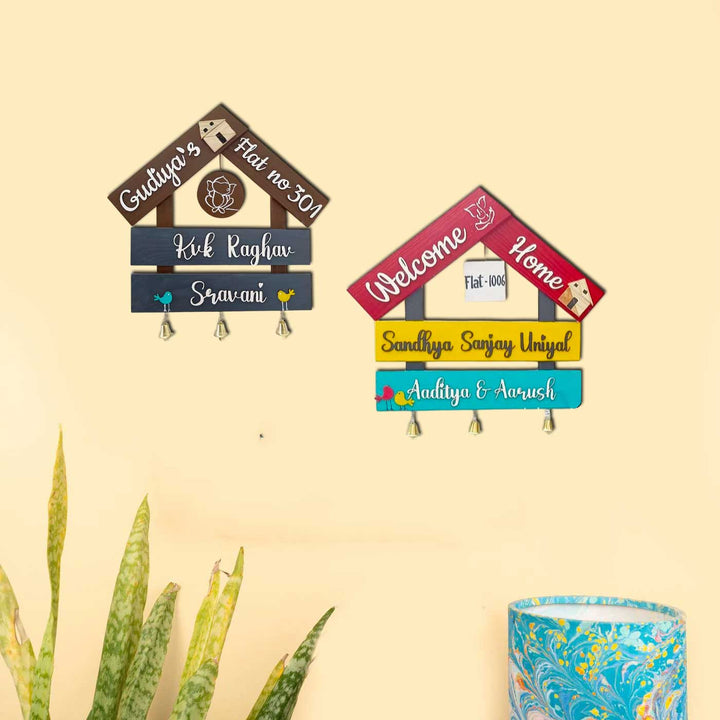 Personalized Hand-Painted Hut Shaped Wooden Name Plate