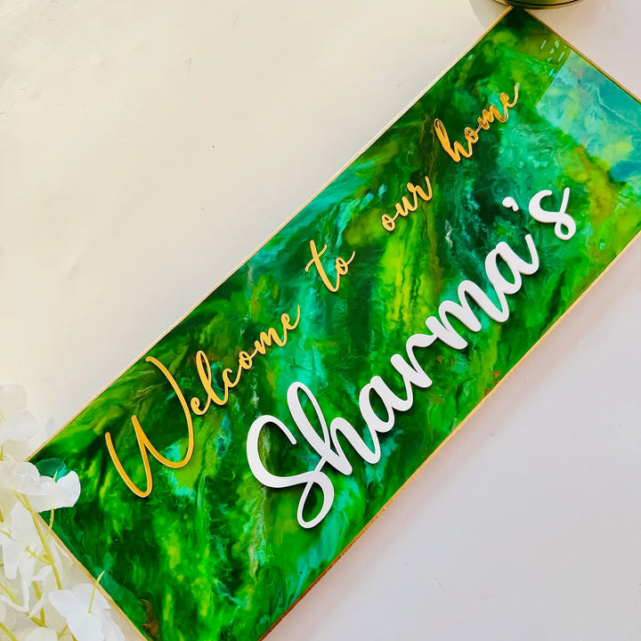 Personalized Green & Gold Resin Name Plate