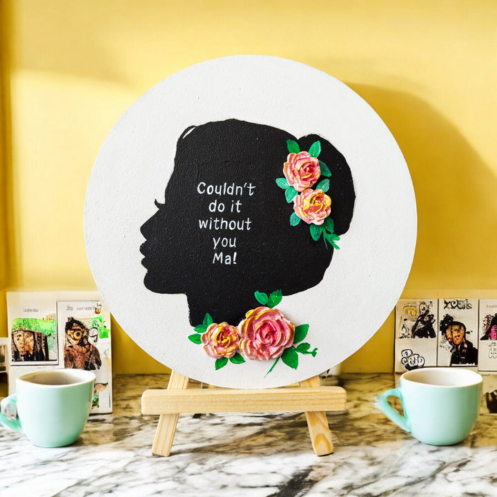 Personalized Hand-Painted White Floral Theme MDF Wood Table Top Decorative Plaque