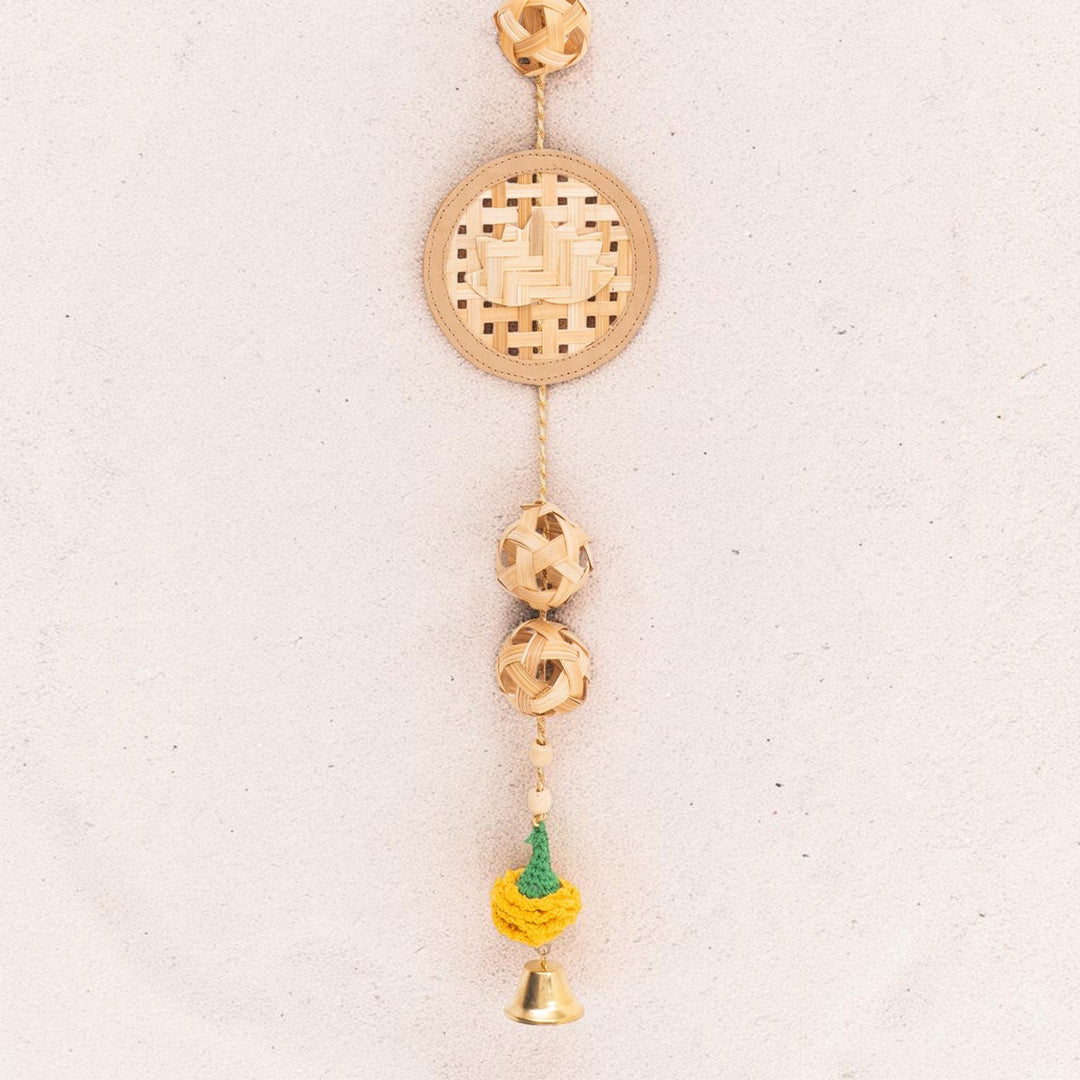 Set of 2 | "Kamala" Handcrafted Bamboo Lotus Wall Hanging For Festive Decor