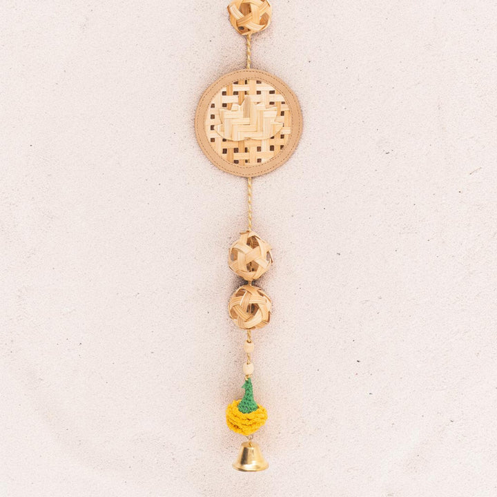 Set of 2 | "Kamala" Handcrafted Bamboo Lotus Wall Hanging For Festive Decor