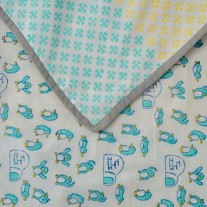 Blue Penguin Hand Block Printed Baby Dohar