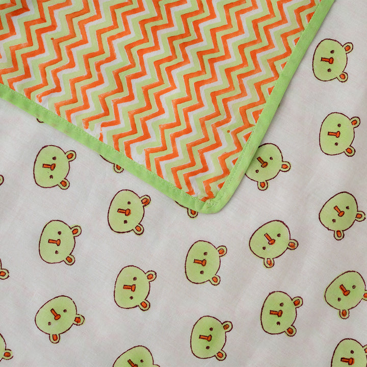 Green Panda Hand Block Printed Baby Dohar