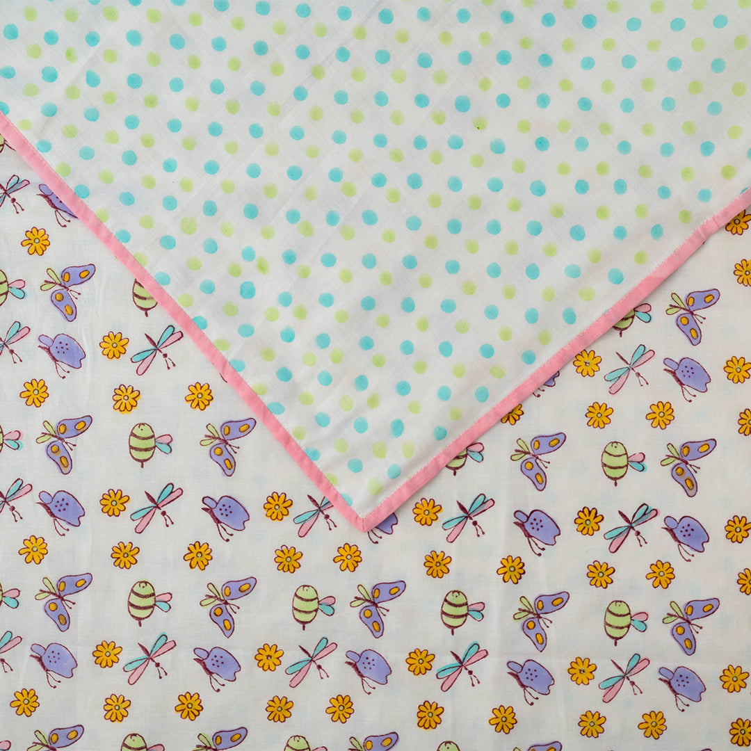 Lilac Butterfly Hand Block Printed Baby Dohar