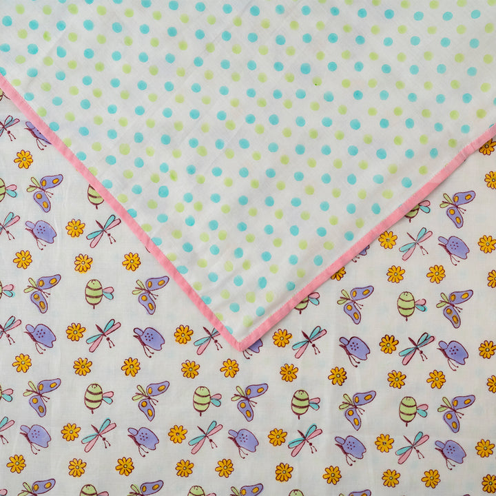 Lilac Butterfly Hand Block Printed Baby Dohar