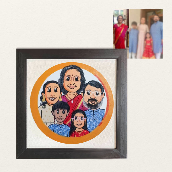 Handpainted Personalized Caricature With Wooden Frame