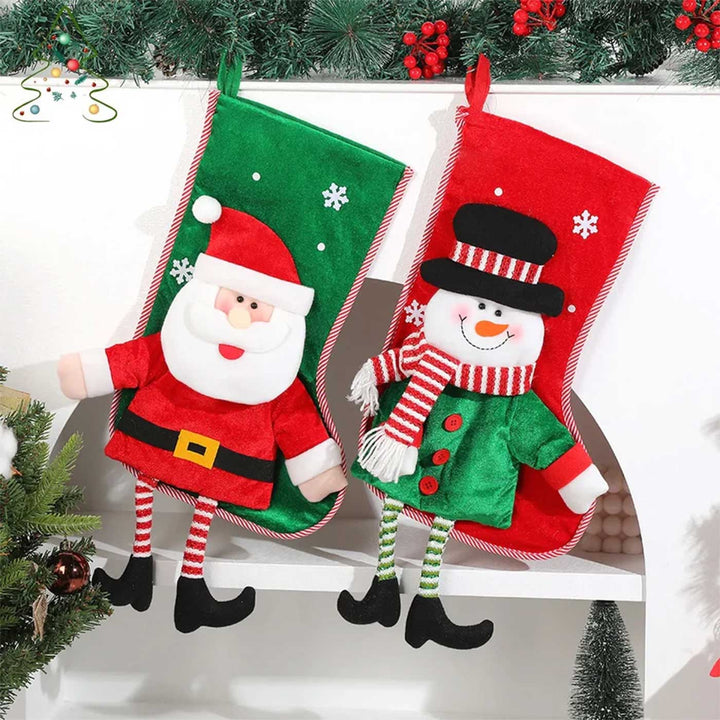 Personalized Dangling Legs Velvet Stockings For Christmas Decoration