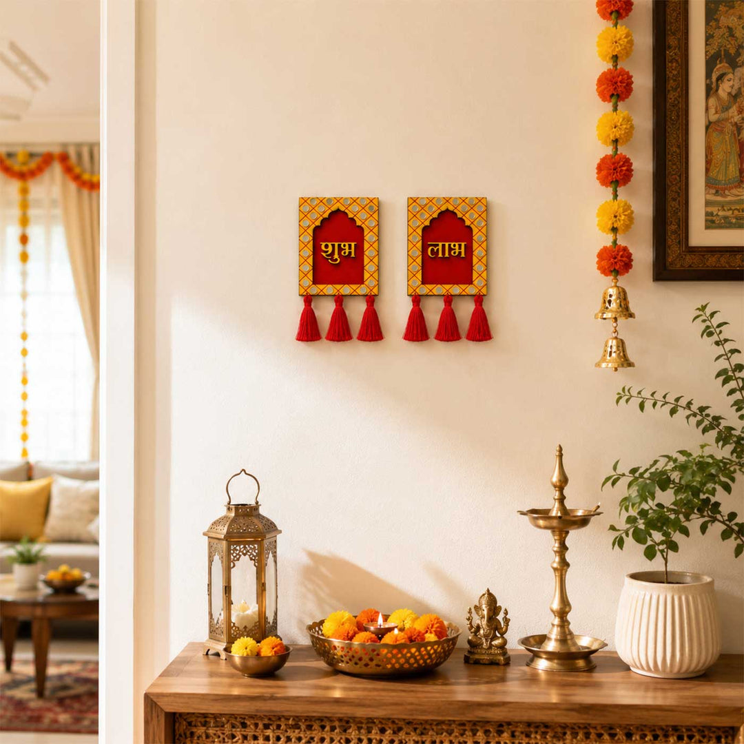 Shubh Labh Jharoka MDF Wall Decor | Set of 2