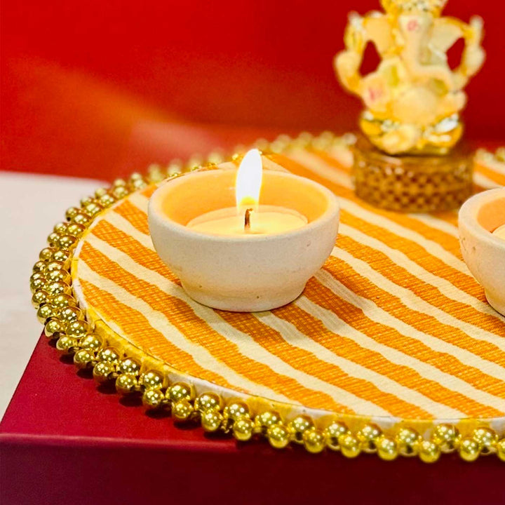 Handmade Aaradhya Arpan Wooden Puja Thali
