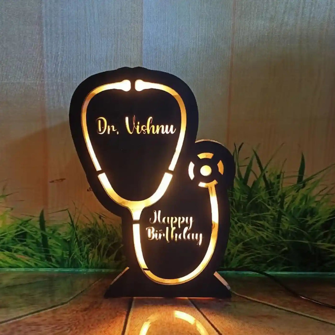 Personalized Doctor Theme MDF Wood Table Lamp