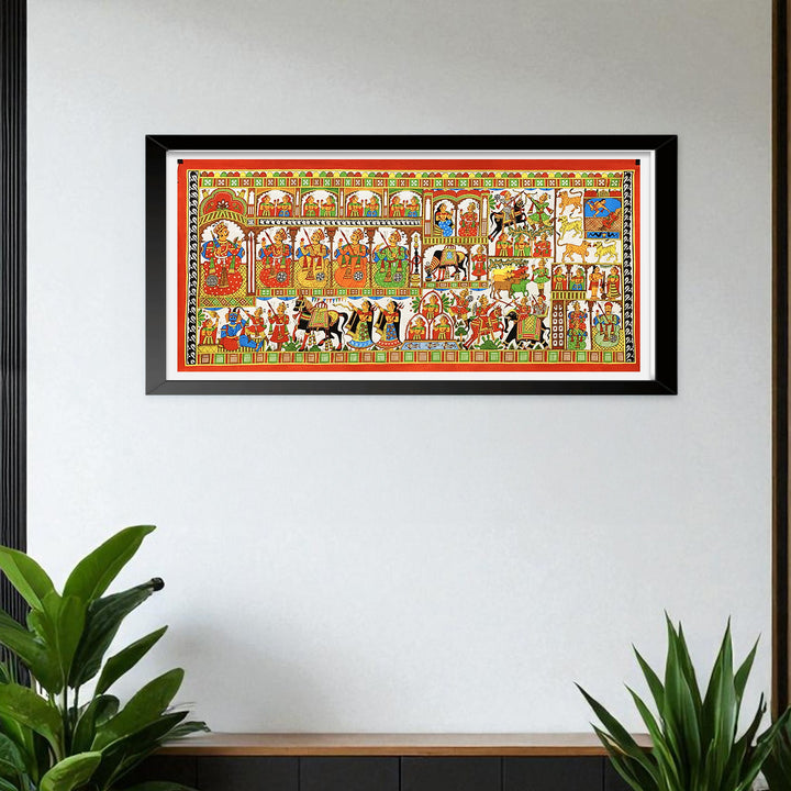 28 X 60 Inch | Story of Pabuji Paper Phad Painting