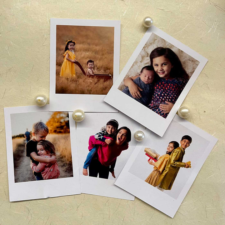 Photo Personalized Handmade Threads And Treasures Rakhi Hamper | Includes 1 Mug, 2 Clips, 5 Photos, 3 Hair Pin, 1 Marble Lotus, 1 Chocolate, 1 Coffee & 1 Set Rakhi