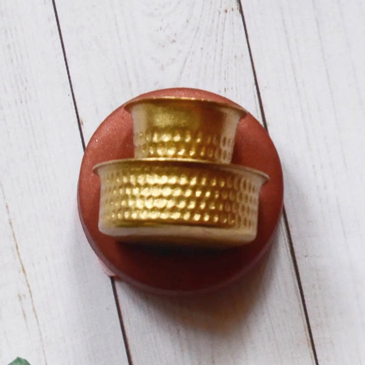 Handmade Polymer Clay Red Kaapi Handi Design Brass Fridge Magnet