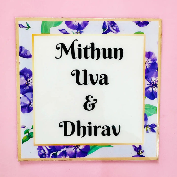 Personalized Botanical Theme Resin Name Plate