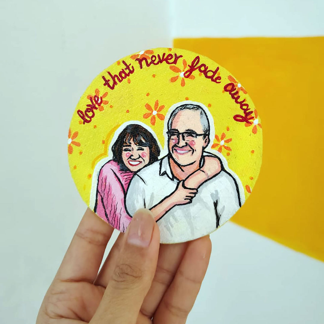 Photo Personalized Hand-Painted Dad And Daughter Canvas Fridge Magnet