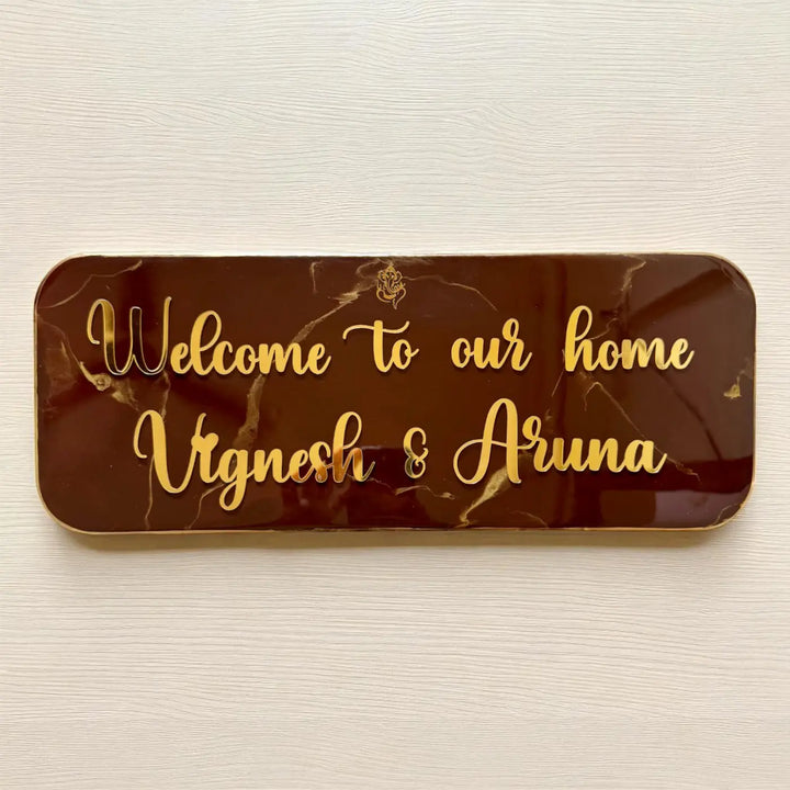 Personalized Coffee Brown Minimalist Resin Name Plate