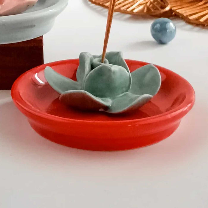 Handmade Rose Bliss Ceramic Incense Stick Holder