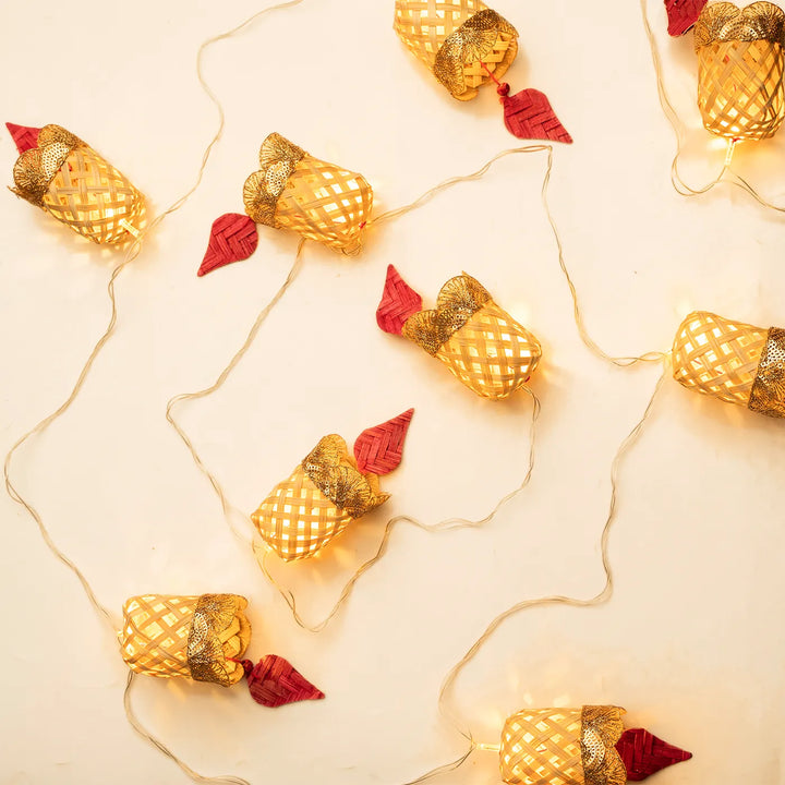 3m, 10 Bulbs | Bell Shaped Eco-Friendly Handmade Woven Bamboo LED Fairy Light