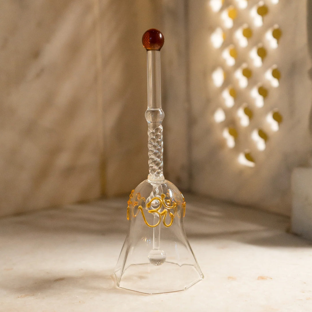Handmade Amber Ringing Glass Bell | 5.9 inch