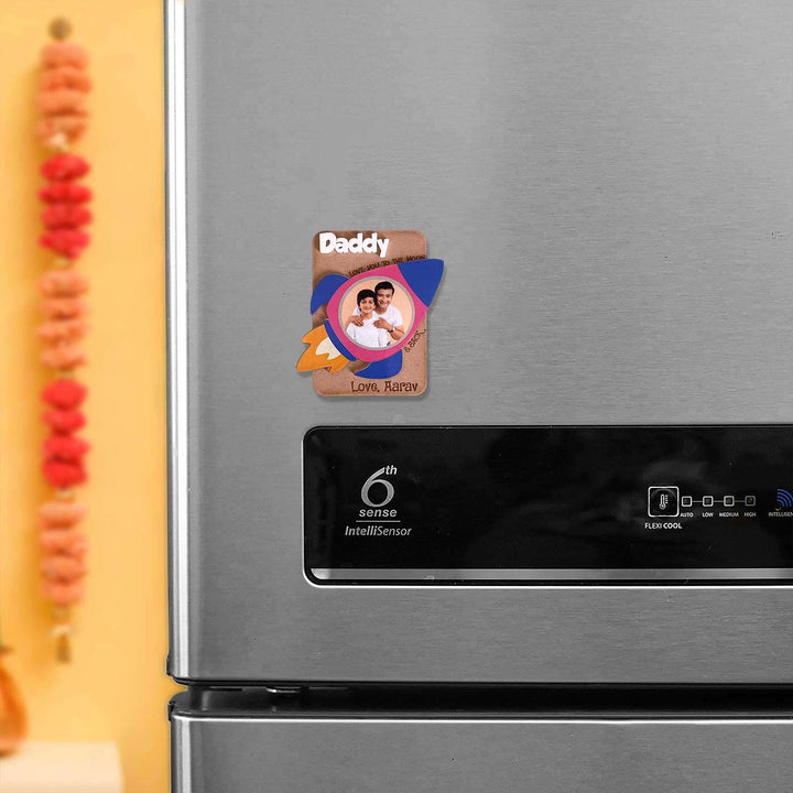 Photo Personalized Handmade Rocket Theme Mdf Wood Fridge Magnet For Fathers
