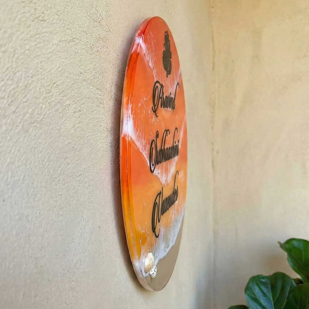 Personalized Orange Beach Theme Resin Name Plate