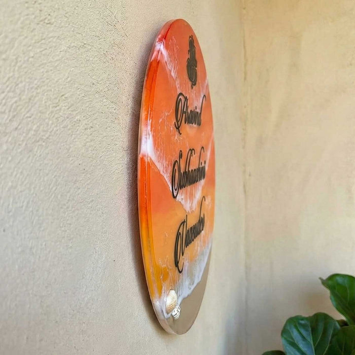 Personalized Orange Beach Theme Resin Name Plate