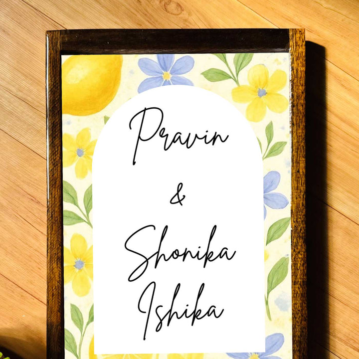 Floraison Vintage Personalized Resin Wooden Frame Name Plate