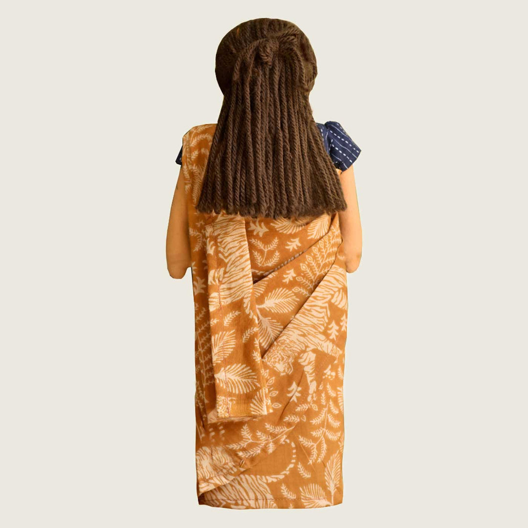 Nilah's Amma (Mother) In Beige Saree | Soft Hand-Stitched Sustainable Indian Play Doll
