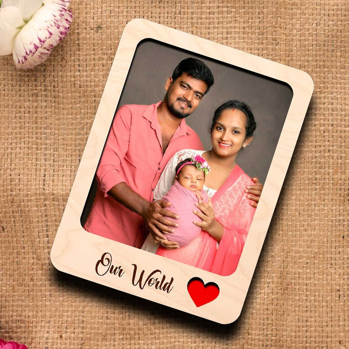 Photo Personalized Printed "Our World" Wooden Fridge Magnet