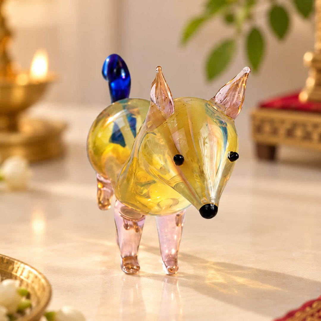 Handmade Blown Glass Squirrel Miniature Figurine For Decor
