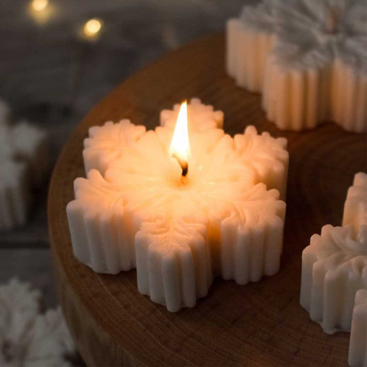 Handmade Snowflake Scented Soy Wax Candle For Christmas Decoration | Set Of 2