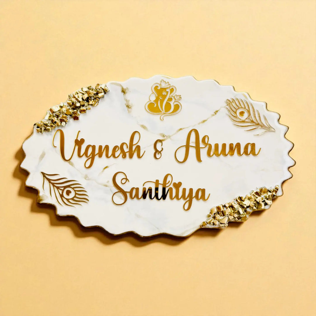 Personalized White Oval Resin Name Plate