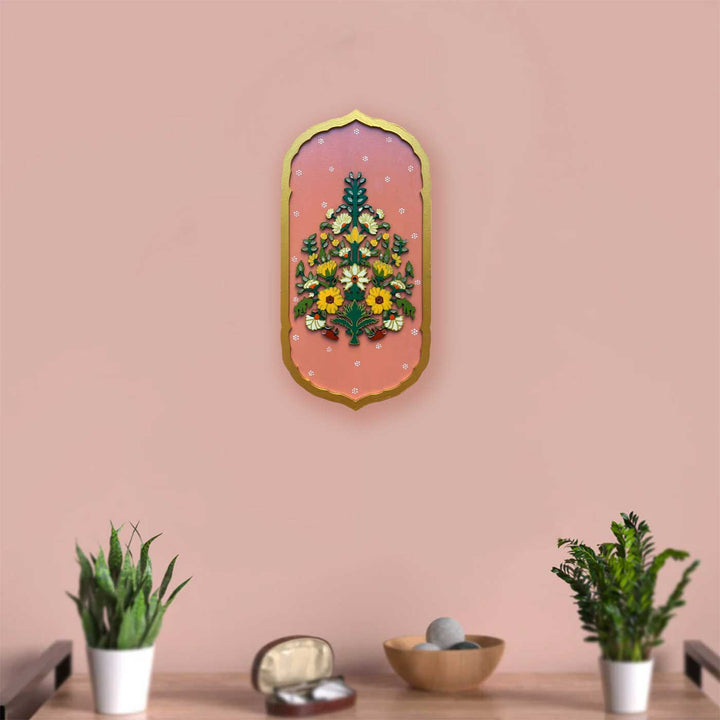 Hand-Painted Floral Motif MDF Wood Wall Decor