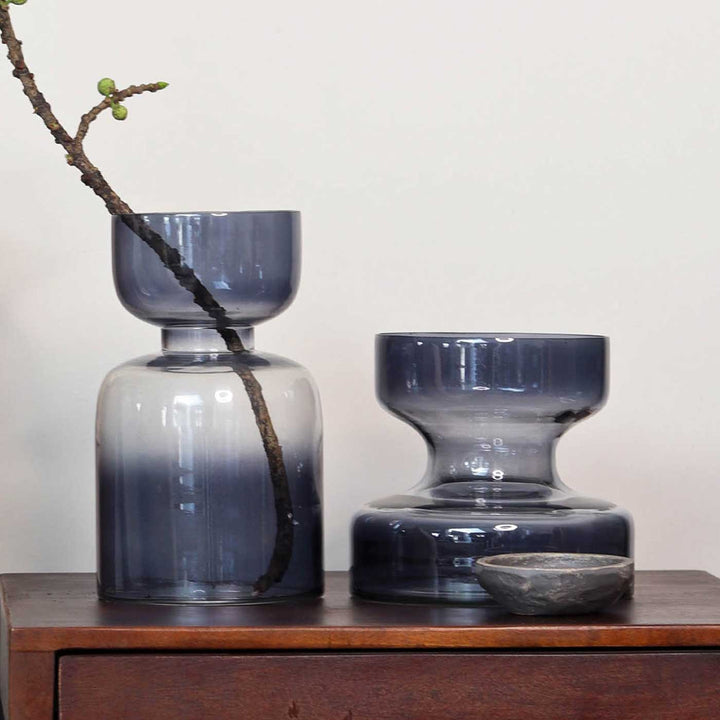 Handmade Ombre Slate Grey Glass Vase