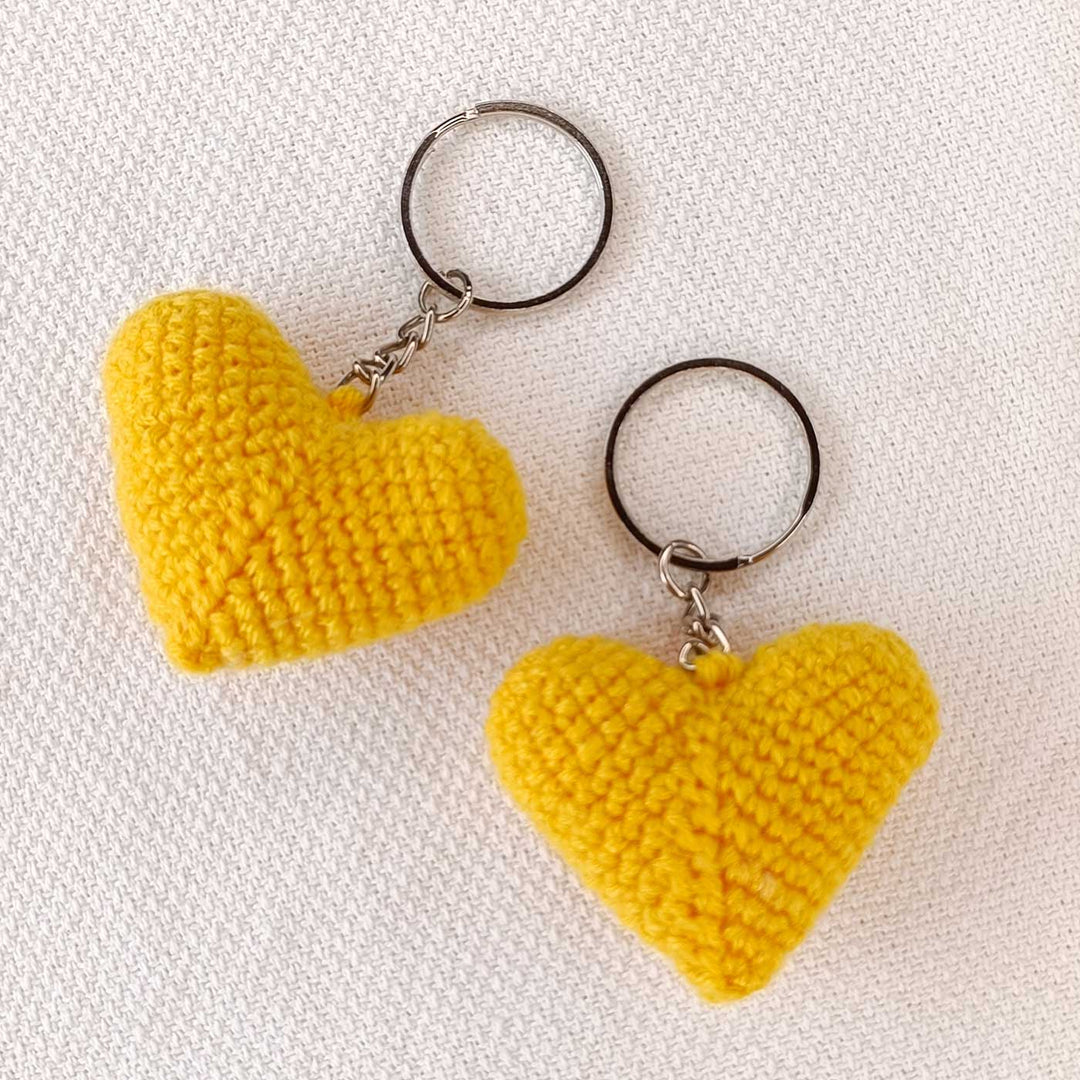 Handmade Crochet Heart Shaped Key Chain | Set Of 2