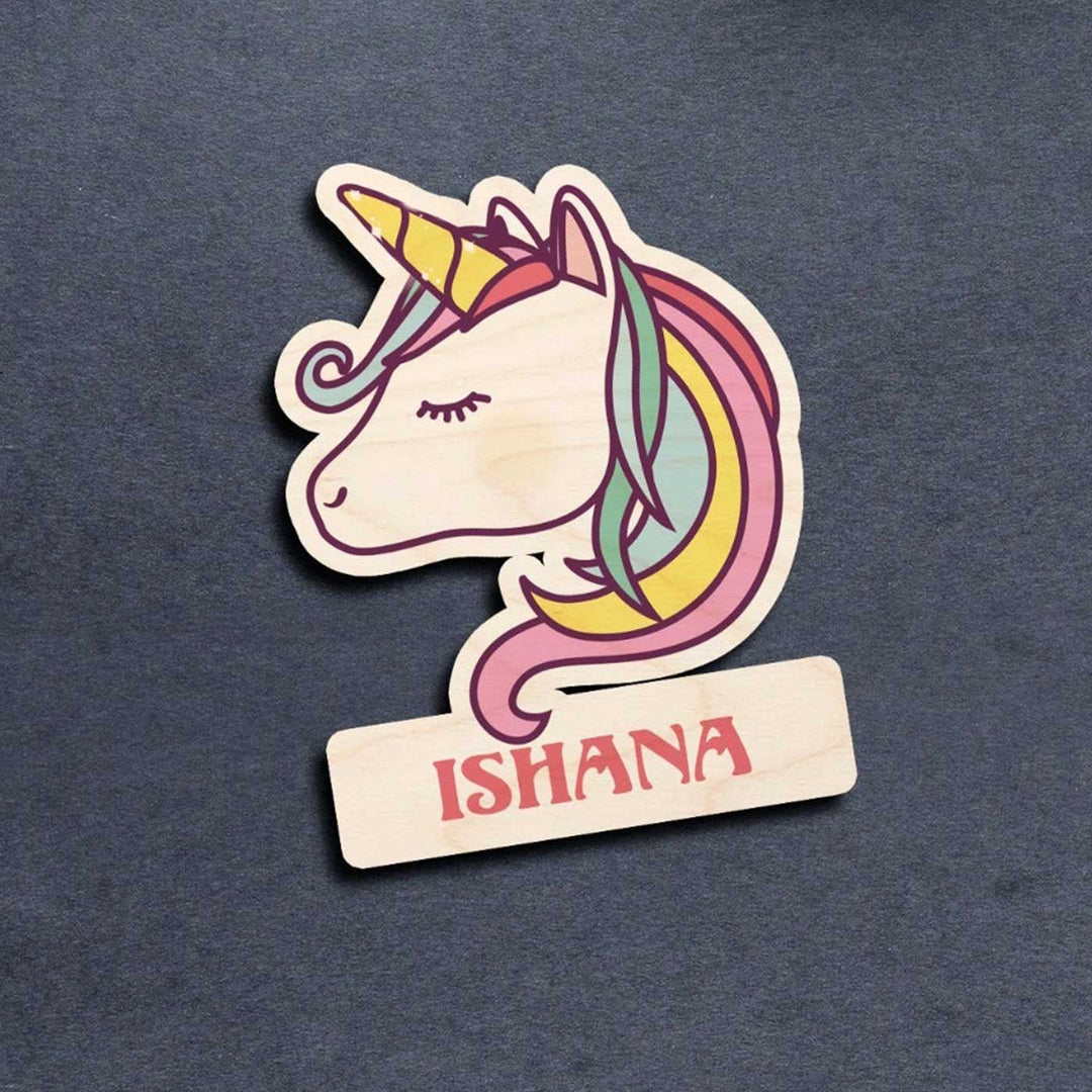 Personalized Printed Unicorn Theme Wooden Fridge Magnet